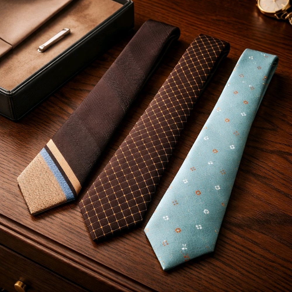 Vintage 70s Men's Wide Tie Lot 3 Par Excellence, Monsieur Cravatieur, Polyester